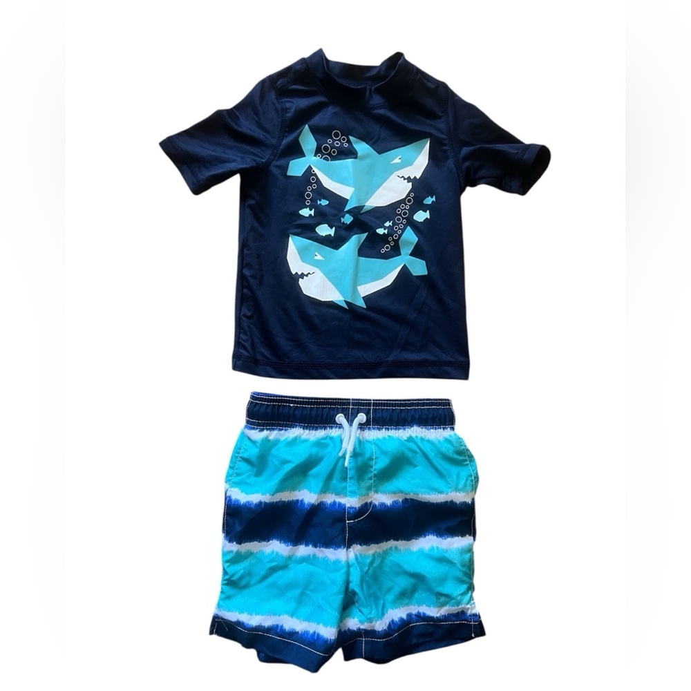 Children’s Place Toddler Boys Blue Shark Swim Set | 2T